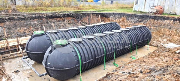Резервуар для воды объемом 100м3 состоящий из двух сообщенных сосудов емкостью 50000 литров